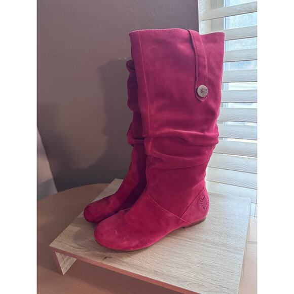 UGG Australia Red Suede Slouch Boots Highkoo - Women’s - US 6.5 - Picture 1 of 14